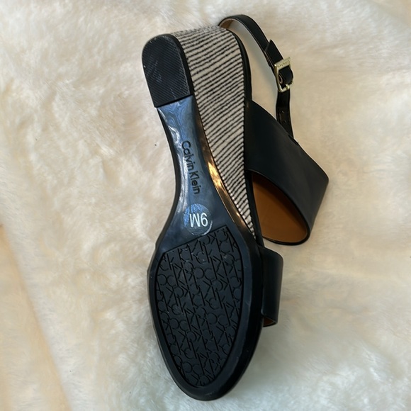 Calvin Klein Black Leather Wedges. US Size 9. - Picture 5 of 5